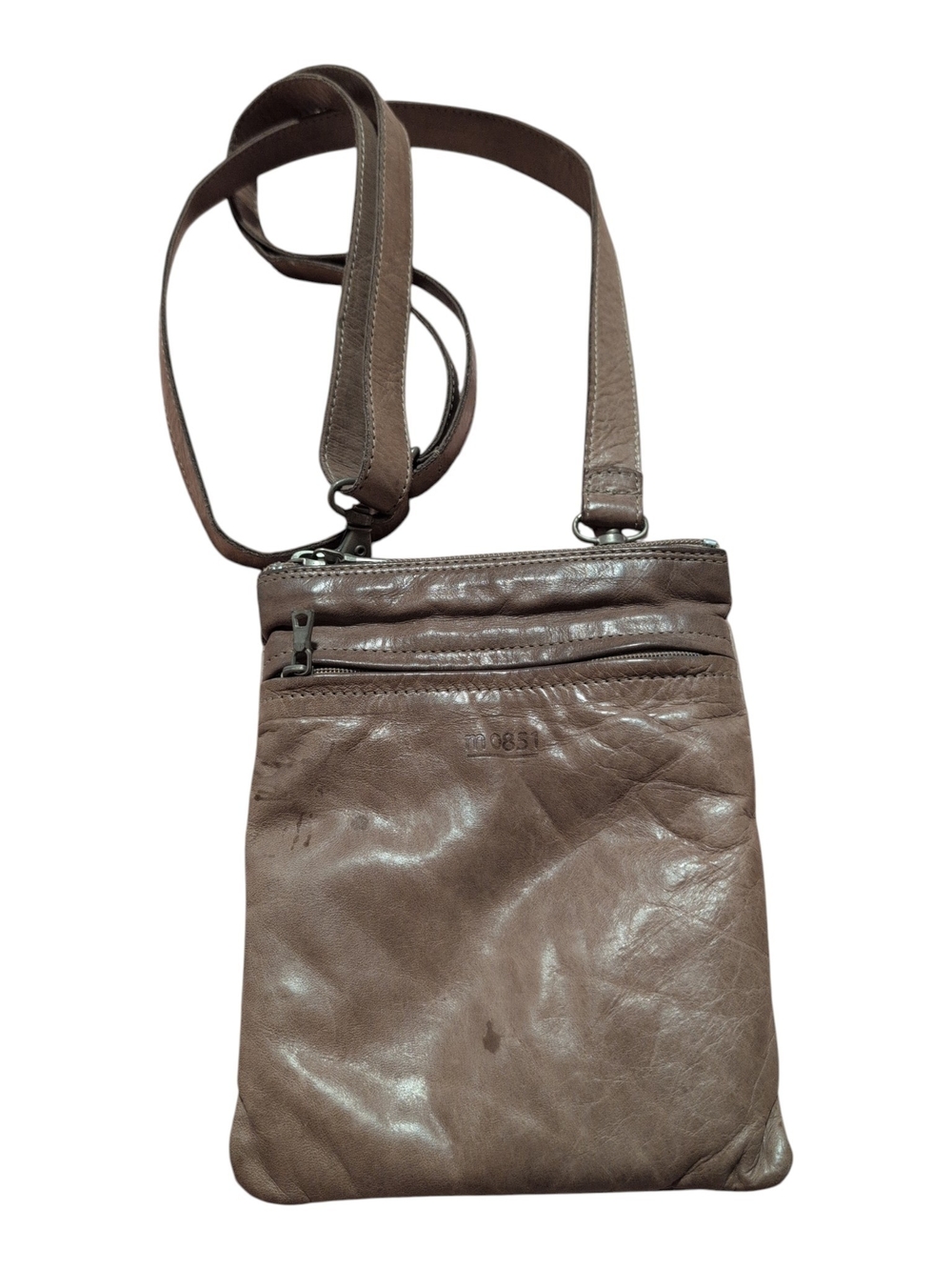 M0851 Brown Leather Crossbody Bag